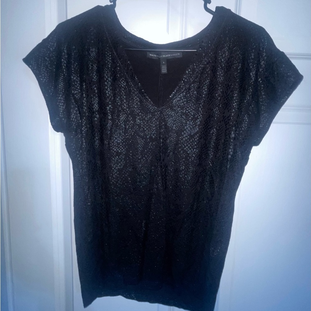 Black Snakeskin Print Top